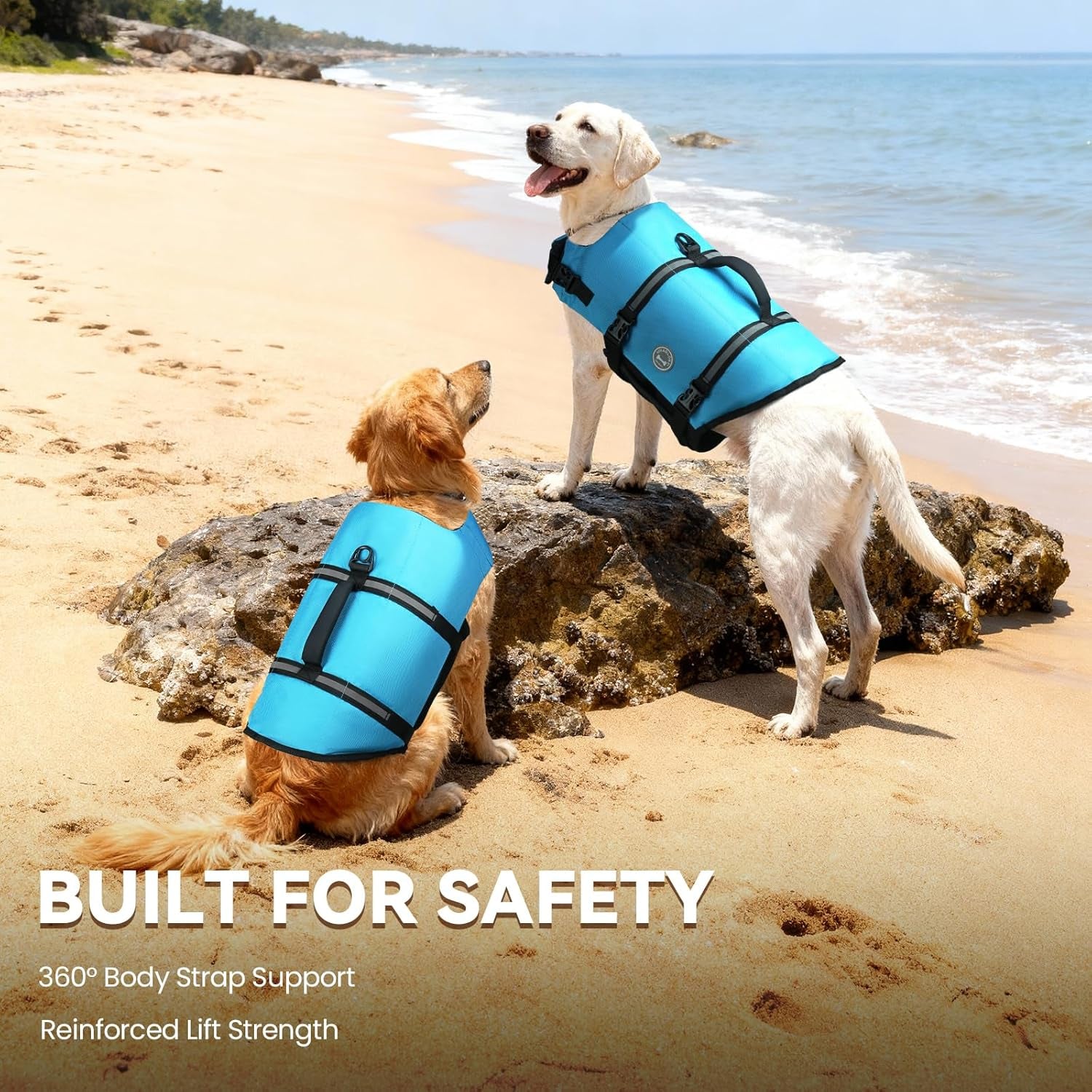 Rip Stop Dog Life Vest, Swimming Vest with Handle, Buoyancy for Doggy Puppy, Dog Life Jacket for Swimming & Boating, S, Blue