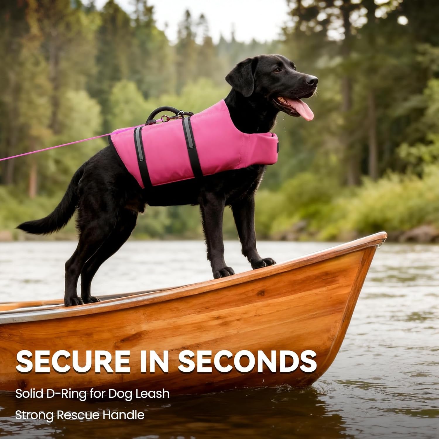 Rip Stop Dog Life Vest, Swimming Vest with Handle, Buoyancy for Doggy Puppy, Dog Life Jacket for Swimming & Boating, M, Pink