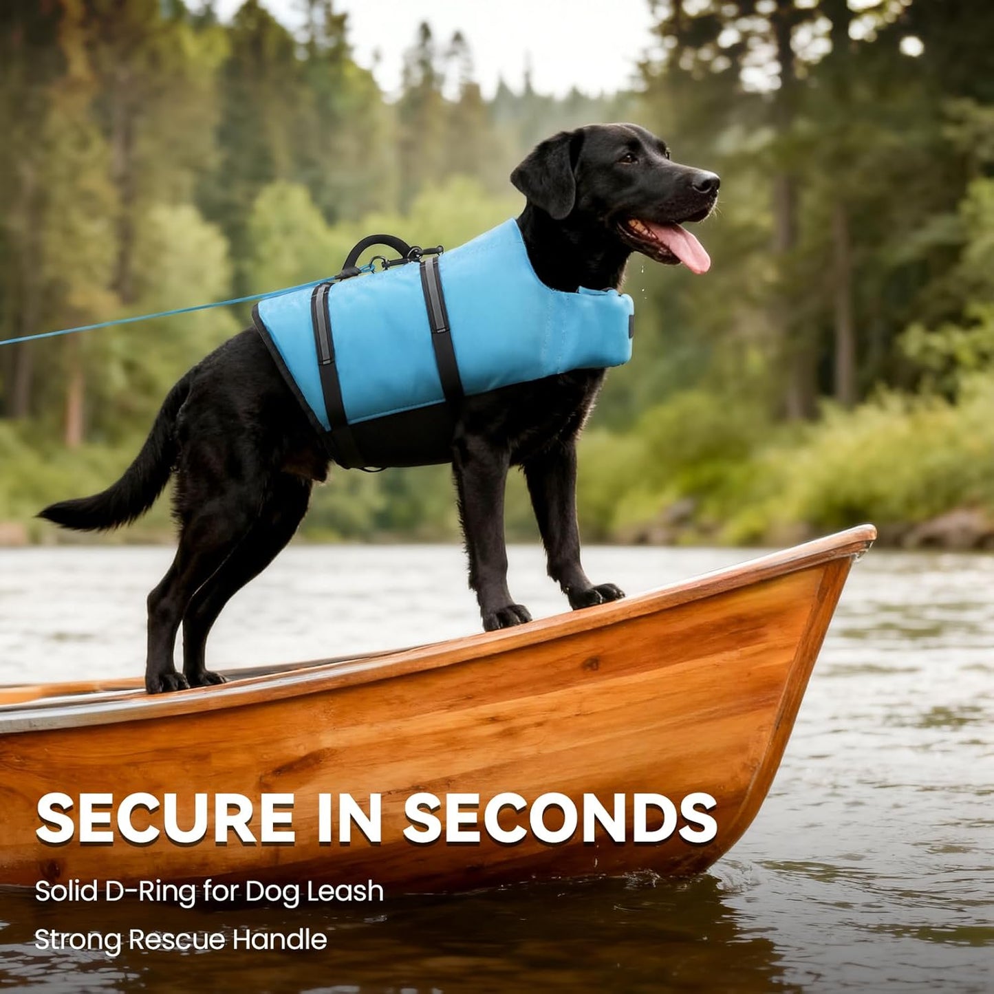 Rip Stop Dog Life Vest, Swimming Vest with Handle, Buoyancy for Doggy Puppy, Dog Life Jacket for Swimming & Boating, S, Blue