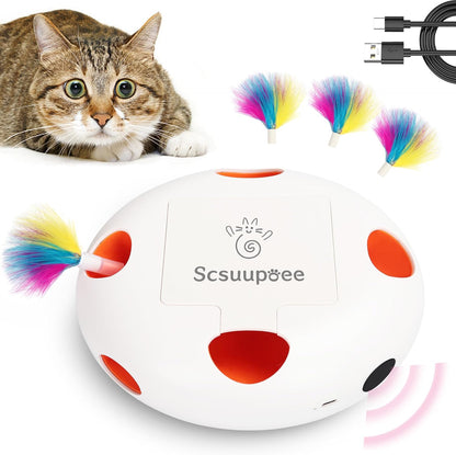 Juguete Gato Interactivo Electrico Plumas Ocultas Usb Sensor Inteligente 7 Hoyos