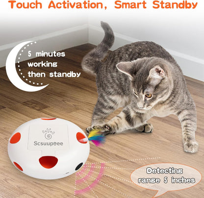 Juguete Gato Interactivo Electrico Plumas Ocultas Usb Sensor Inteligente 7 Hoyos