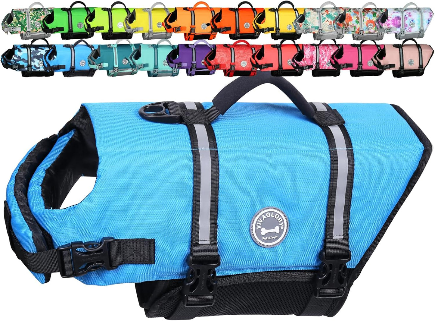 Rip Stop Dog Life Vest, Swimming Vest with Handle, Buoyancy for Doggy Puppy, Dog Life Jacket for Swimming & Boating, S, Blue