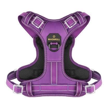 Reflective Dog Harness No Pull Dog Vest Harness with Handle,No Choke Adjustable Soft Padded Pet Vest for Large Dogs,Purple Dog Galters