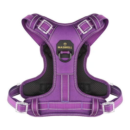 Reflective Dog Harness No Pull Dog Vest Harness with Handle,No Choke Adjustable Soft Padded Pet Vest for Large Dogs,Purple Dog Galters